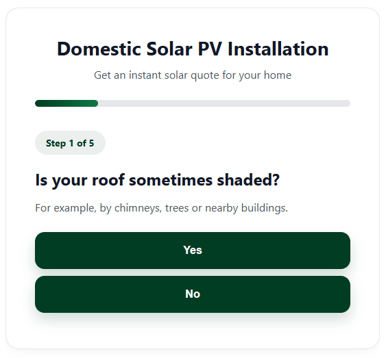 Website Solar Quote Builder screenshot